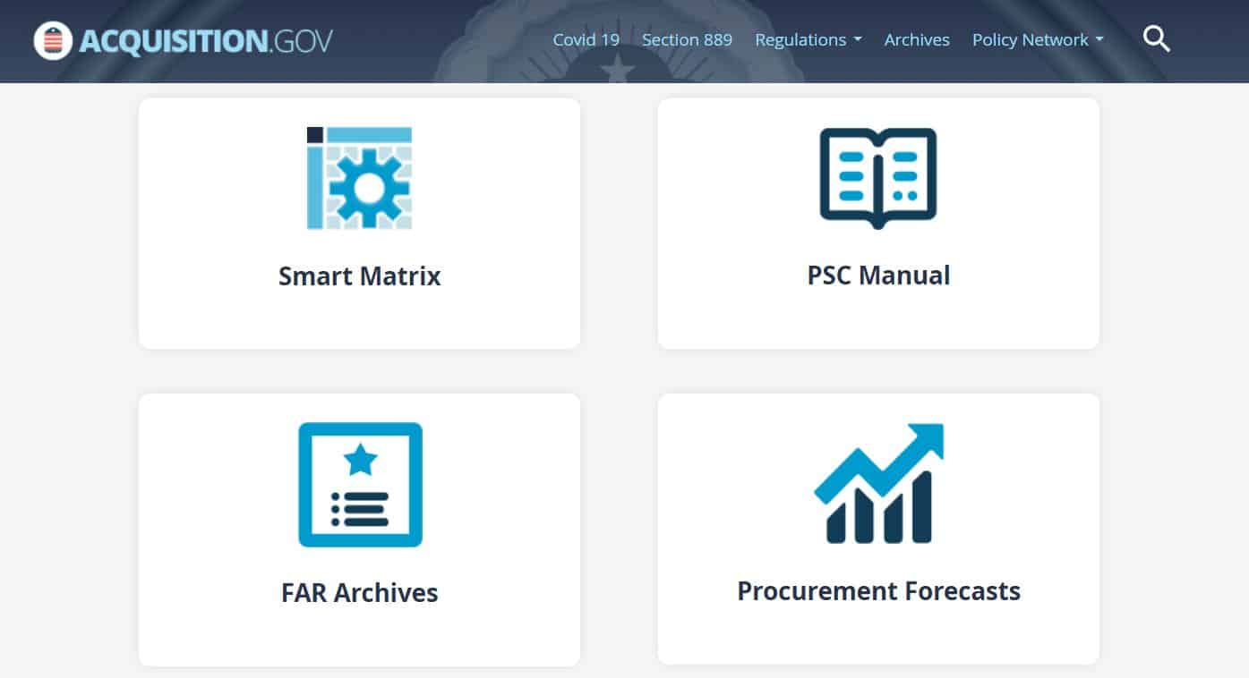 acquisition.gov procurement forecasts website