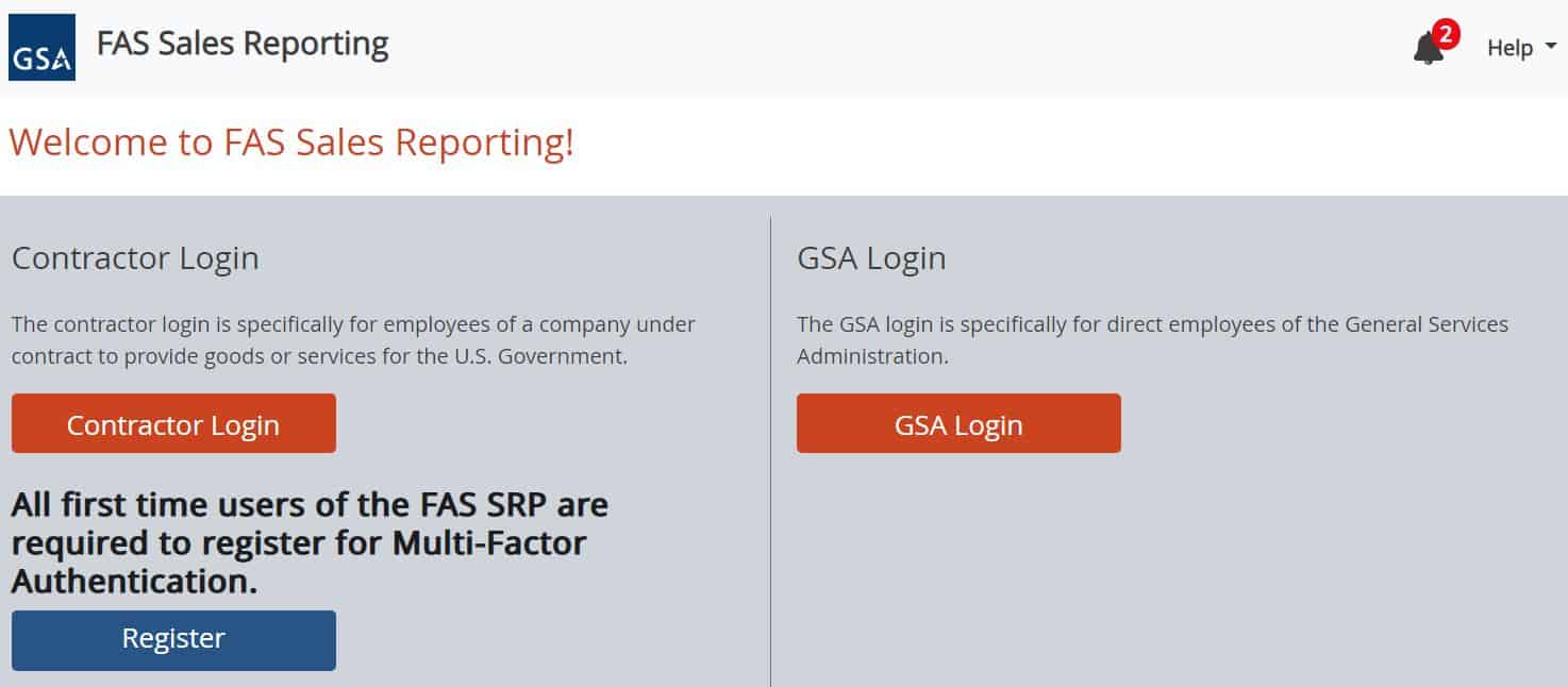 gsa fas sales reporting website