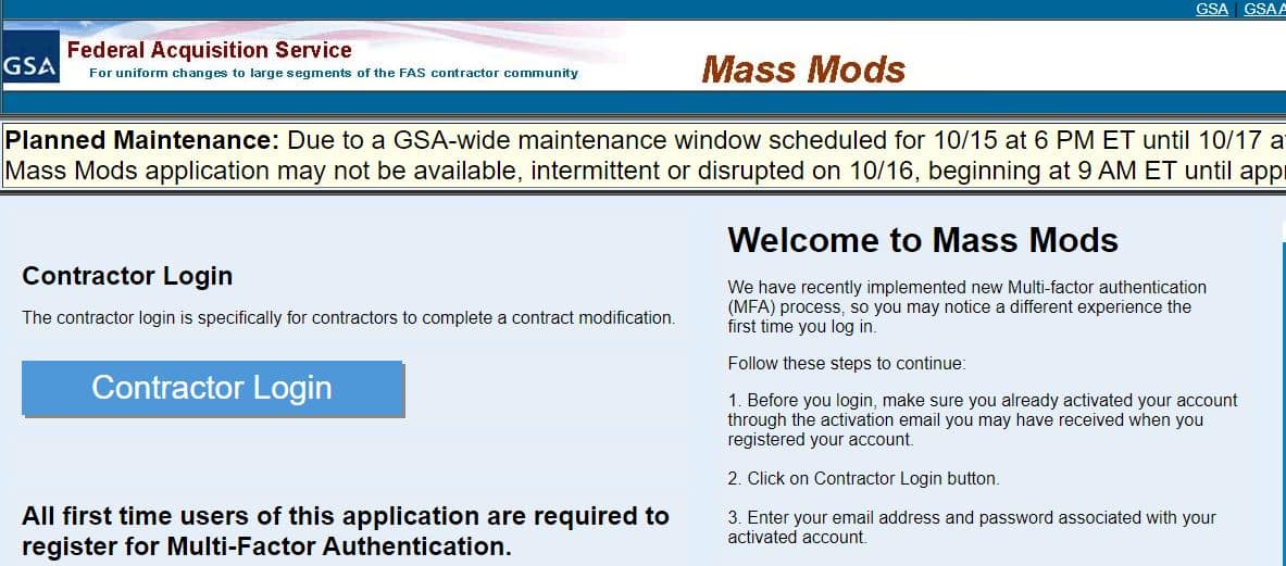 gsa mass modification system